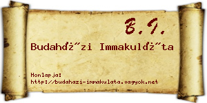 Budaházi Immakuláta névjegykártya